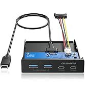 GRAUGEAR 3.5 Inch Front Panel Hub, 4 Ports Internal Metal USB Hub, 2X USB-C 10Gbps and 2X USB 3.2...