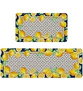 Kuyuayee Farmhouse Kitchen Mats Set of 2 Non-Slip Lemon Boho Kitchen Rugs Seasonal Home Decor Low...