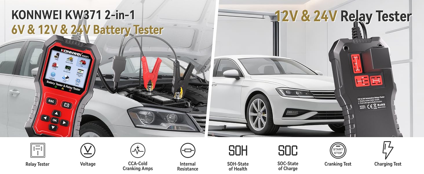 Battery Tester & Relay Tester 2 IN 1