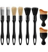 8PCS Car Detailing Brush Set, Ultra Soft Boars Hair Car Interior Detailing Brushes, Premium Car W...