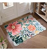 Zealude Floral 2x3 Bathroom Rugs Aqua Green Door Mat Indoor Entrance,Washable Boho Flower Small A...