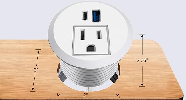 2inch Recessed Power Grommet USB C