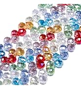 Songxi 60pcs AB Rainbow Color Faceted Teardrop Shape Glass Beads for Jewelry Making, 10x7mm Handm...