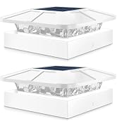 Peasur 4x4 Solar Post Cap Lights Outdoor with 3 Modes, 2 Packs White Fence Light Solar Powered Wa...