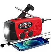 Solar Emergency Hand Crank NOAA Weather Radio with AM/FM, 2000mAh USB Phone Charger & 3 LED Flash...