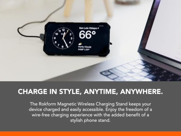 wireless iphone charger; Rokform wireless charger; rokform magsafe charger; wireless charging stand