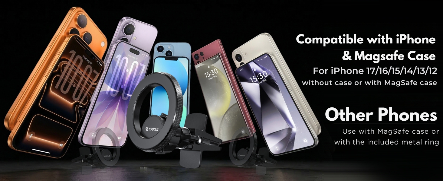 Universal magnetic car mount air vent phone holder compatible with iPhone Samsung Galaxy pixels