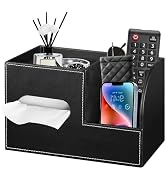 Leather Square Tissue Box Cover with Storage Tray,Cube Tissue Box Holder,Modern Facial Paper Orga...