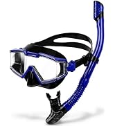 Snorkel Set for Adults, Snorkel Mask with Dry Snorkel, 180° Panoramic Anti-Fog and Anti-Leak, Div...