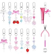 WADORN 12Pcs Lip Gloss Keychain Making Kit, Bulk DIY Lip Balm Key Chain Supplies Kit Including Ch...