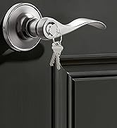 Veise Keyed Entry Door Lever for Bedroom, Wave Exterior Interior Door Handle with Lock and Key