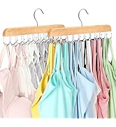 Bra Hanger for Closet, Tank Top Organizer 20 Hooks Capacity Foldable Wood Space Saving Hanger Clo...