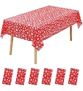 JHDZDHY 6 Pack Christmas Snowflake Tablecloth Disposable Christmas Plastic Tablecloth Table Cover...