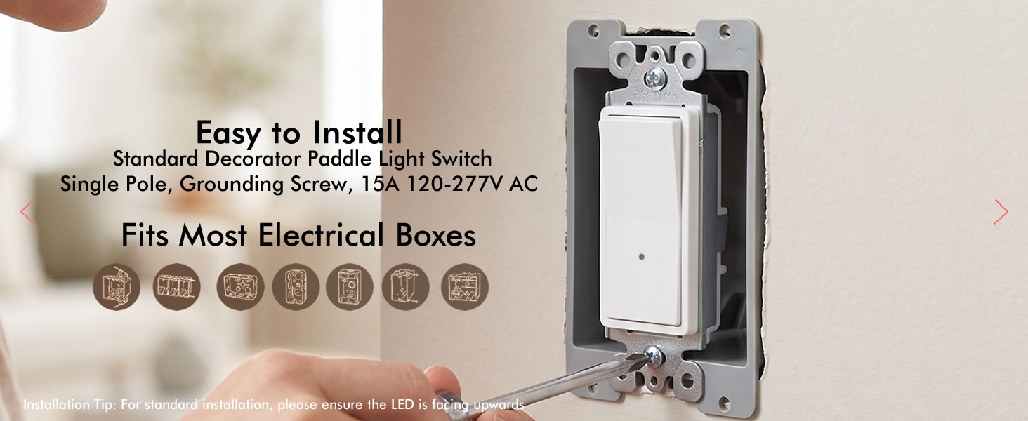 SOZULAMP Illuminated Light Switch, Single Pole, White, 15A 125V, 4 Pack