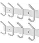 SAYONEYES White Coat Rack Wall Mount – 12 Inch Stainless Steel Hook Rail with 4 Heavy Duty Double...
