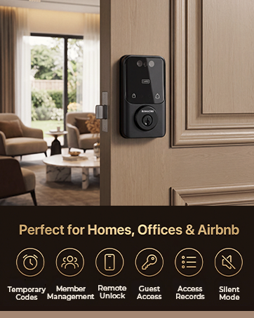 Smart lock installed on a door for homes, offices, and rental properties.
