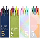 Kaco 20 Retractable Gel Ink Pens New Set( 5 Black Ink + 15 Color Ink) Extra Fine 0.5mm Pencils In...