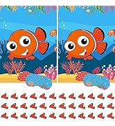 ASTARON 2 Sets Pin The Fin on The Clownfish Game Ocean Themed Birthday Party Supplies Decorations...