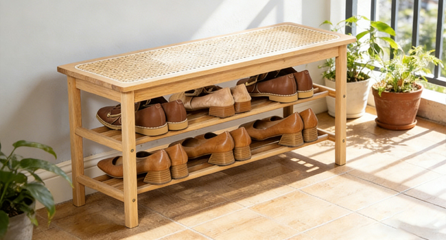 bamboo shoe bench