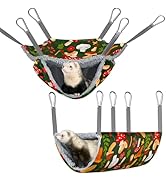 Bienbee 2 Pcs Ferret Rat Hammock Set for Cage Washable Guinea Pig Hideout Bed Soft Small Animal H...