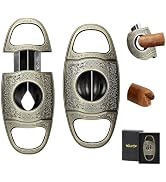 Scotte Cigar Cutter, Bronze Engraved V Cut Cigar Cutter Guillotine, Stainless Steel Blade Sharp C...