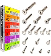 EEEEE Self Tapping Screws Assortment Kit 528pcs Assorted Screws Set SAE #4#6#8#10#12 Flat Head 30...