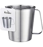Large Stainless Steel Measuring Cup, KSENDALO Stainless Measuring Pitcher with Marking with Handl...