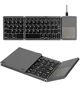 SOPPY Foldable Bluetooth Keyboard with Touchpad, USB Rechargeable,Portable Mini Wireless for Trav...