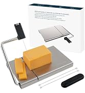 KITCHENDAO Replaceable Wire Cheese Slicer with Board and Measuring Grids,Tightness Adjustable Che...