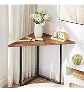 VECELO Corner Shelf, End Side Tables, Triangle Shelves with Metal Frame for Small Space, Living R...