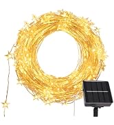 ZELUXDOT Solar Star Lights Outdoor,40FT 120 LEDs Star Fairy Lights Solar Powered,Waterproof Starr...
