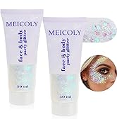 MEICOLY 2pcs Clear White Face Body Glitter,Mermaid Face Glitter Gel,Singer Concerts Festival Rave...