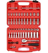 MIXPOWER 62-Piece 1/4-Inch Dr. Master Socket Set with Ratchets,Universal Joint, Extensions with 1...