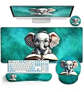 LIMKRIAN Desk Mat Desk Pad, Large Gaming Mouse Pad with Wrist Rest Wrist Support, Ergonomic Mouse...