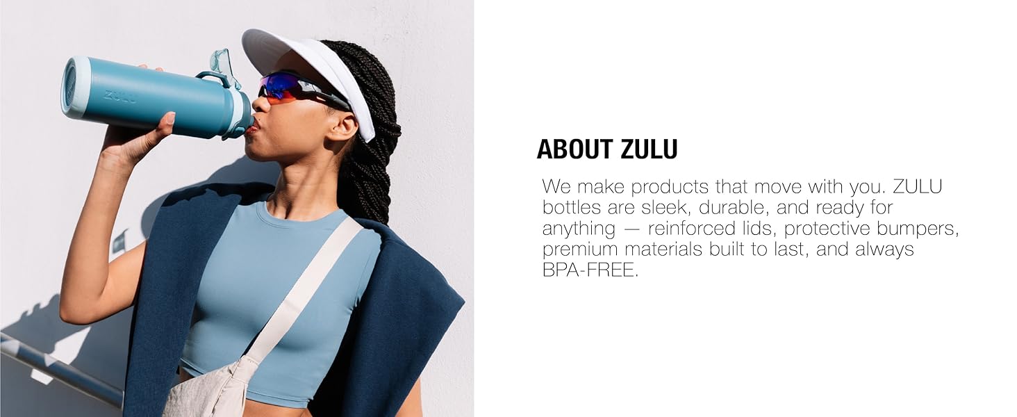 zulu powerfill pro water bottle stainless steel with quick fill feature sip or chug lid