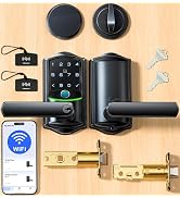 Veise VE029-E WiFi Smart Lever Lock with Non-Keyed Deadbolt, Matte Black | Built-in Wi-Fi, Finger...