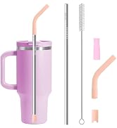 Quality Upgraded 9In Medical Grade 316 Stainless Steel Straws Set 1 PCS with 3 Silicone Accessori...