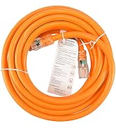 EP 25 Ft Lighted Outdoor Extension Cord - 10/3 SJTW Heavy Duty Orange Extension Cable with 3 Pron...