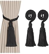 OCIOLI 2 Pack Boho Decorative Curtain Tiebacks Hand-Woven Cotton No Drill Curtain Holdbacks with ...