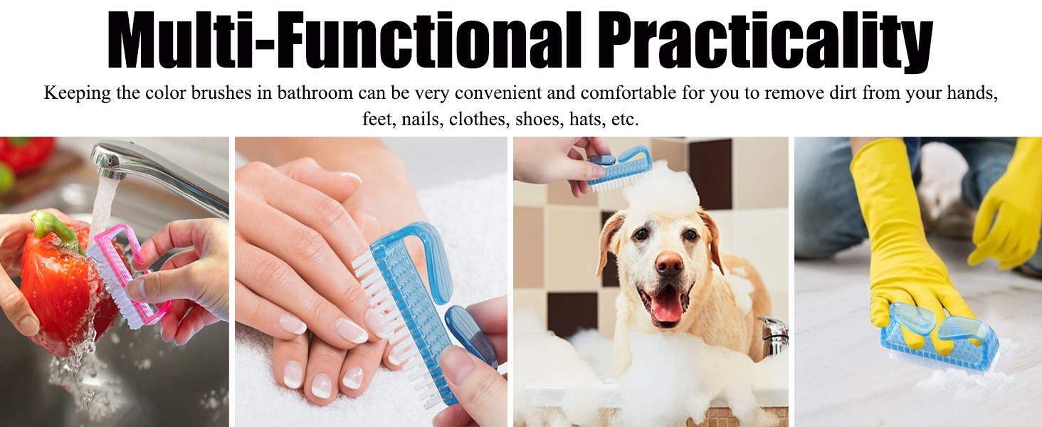 Nail Brush for daily Use - 4 Different Kinds of Fingernail brush with Plastic Handle Nail brush