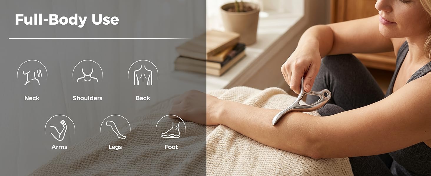 The trigger point massager can also be used on the whole body
