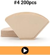 Segarty #4 Coffee Cone Filters, 200 Count Pack Size 4-6 Cup Natural Unbleached Brown Paper Dispos...