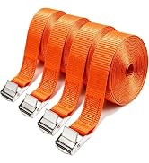 Lashing Straps with Buckles, 4Pack, 1 Inch × 12 Feet, Cargo Tie-Down Strap | Adjustable Cam Buckl...
