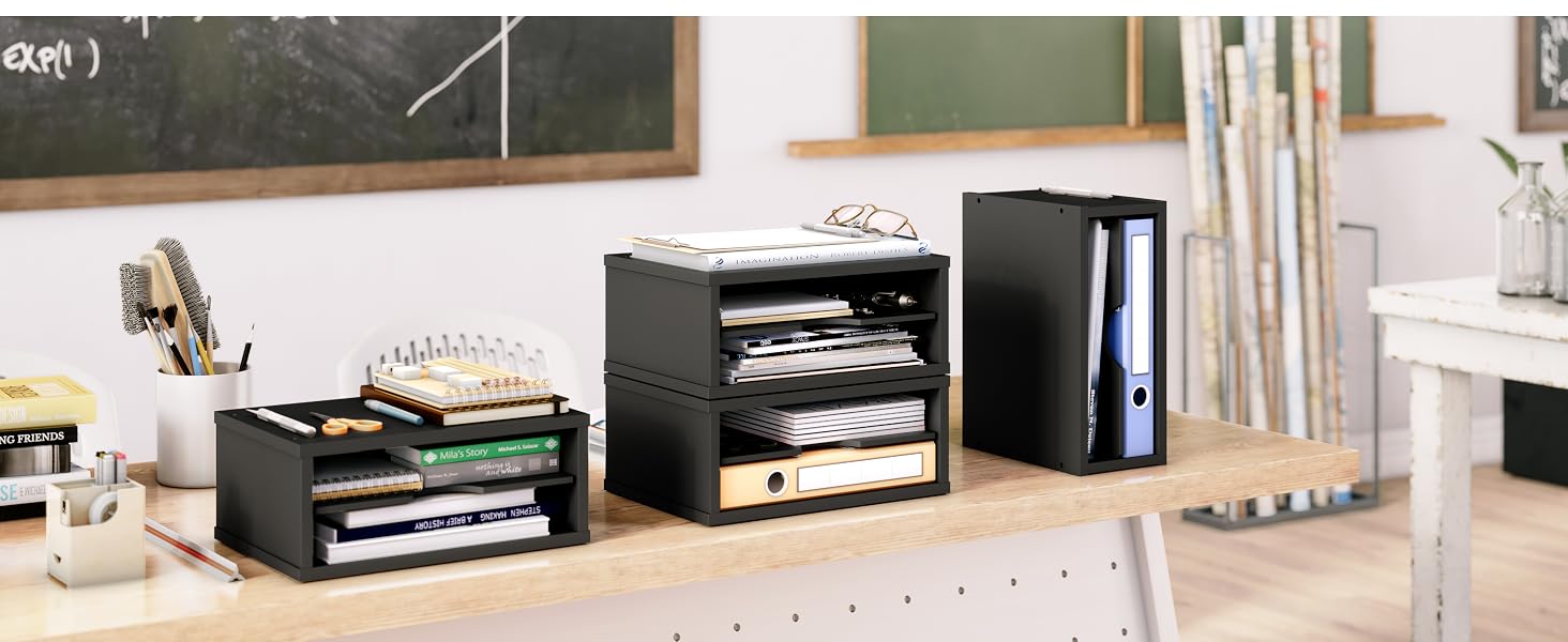 Ballucci classroom paper organizer and literature organizer, black