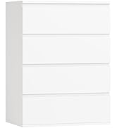 FOTOSOK 4 Drawer Dresser, White Dresser Modern Storage Chest of Drawers 23.6L x 15.7W x 31.5H in,...