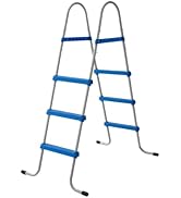 DIMAR GARDEN 3 Step Pool Ladder 43 Inch Heavy Duty Metal Steel Frame Above Ground Swimming Pool L...