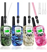 Vvinca Rechargeable Walkie Talkies for Kids 4 Pack, 5-7 Year Old Boy Toys Long Range 22 Channels ...