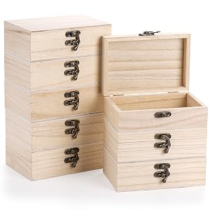 Yarlung 8 Pack Unfinished Wooden Boxes for Crafts, 6x4x2 Inch Small Keepsakes Box Jewelry Storage