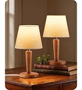GOEBLESON 2-Pack Wood Table Lamp, 3 Color Temp Settings (3000K/4000K/6500K) with Memory, E26 LED ...