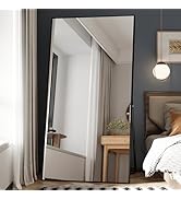 Beauty4U 76" x 37" Large Full Length Mirror with Stand, Black Wall Mounting Full Body Mirror, Met...